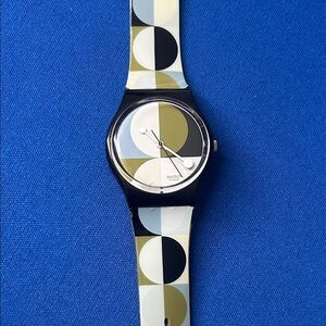 🖤Swatch 2002 Vintage Black Olive Green & Light Blue Optical Mod Watch
